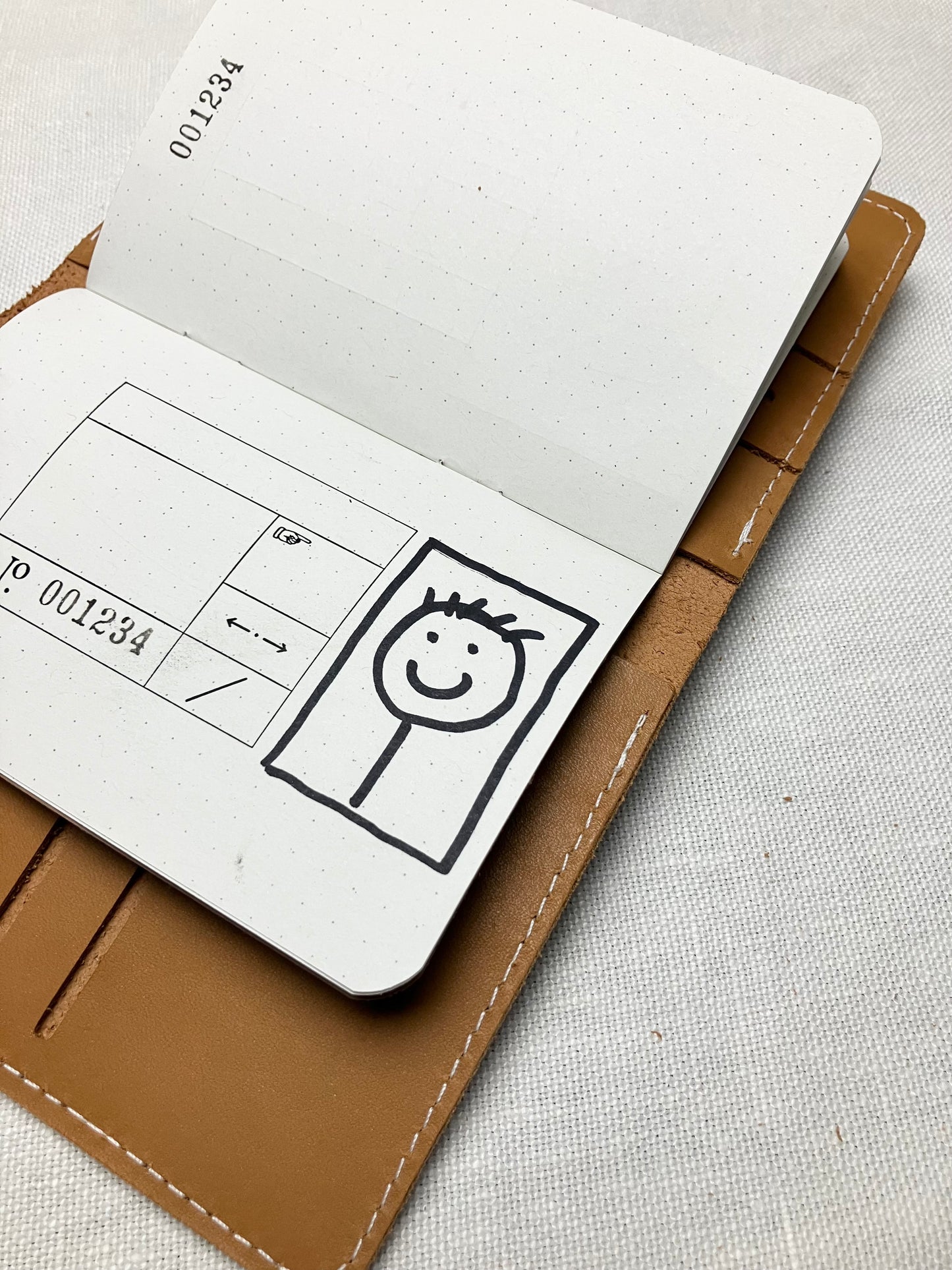 Passport wallet - passport open to photo page