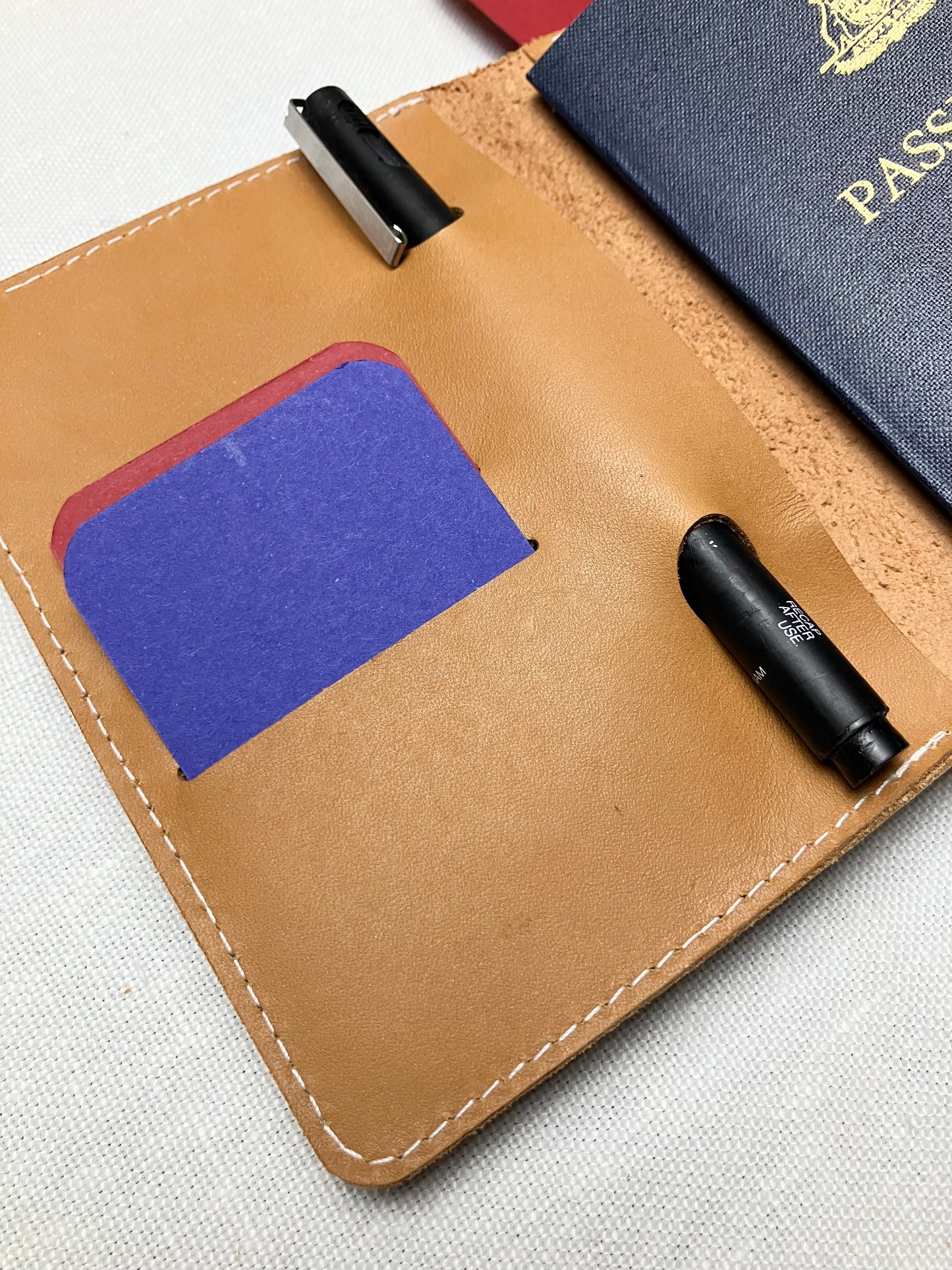 Passport wallet - pen storage detail